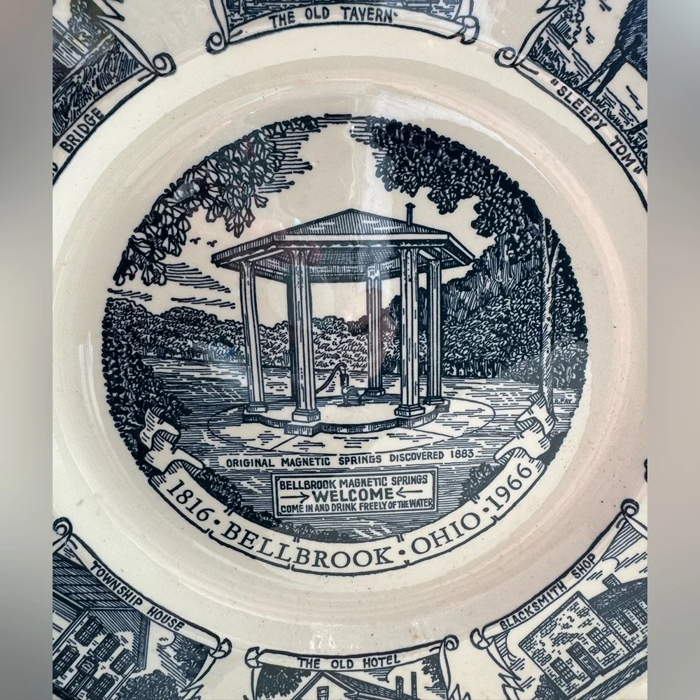 Bellbrook Ohio Vintage Commemorative Plate - Blue and White